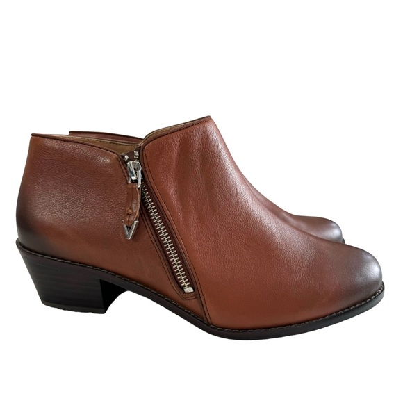 Vionic Jolene Brown Leather Blocked Heel Ankle Booties in Mocha Size 9.5 - Picture 3 of 16